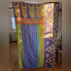 Vintage kantha quilt twin size cotton blanket